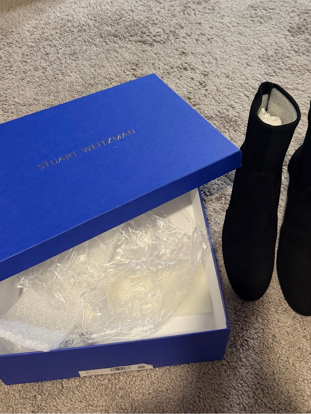 Stuart Weitzman Black Suede Ankle Booties